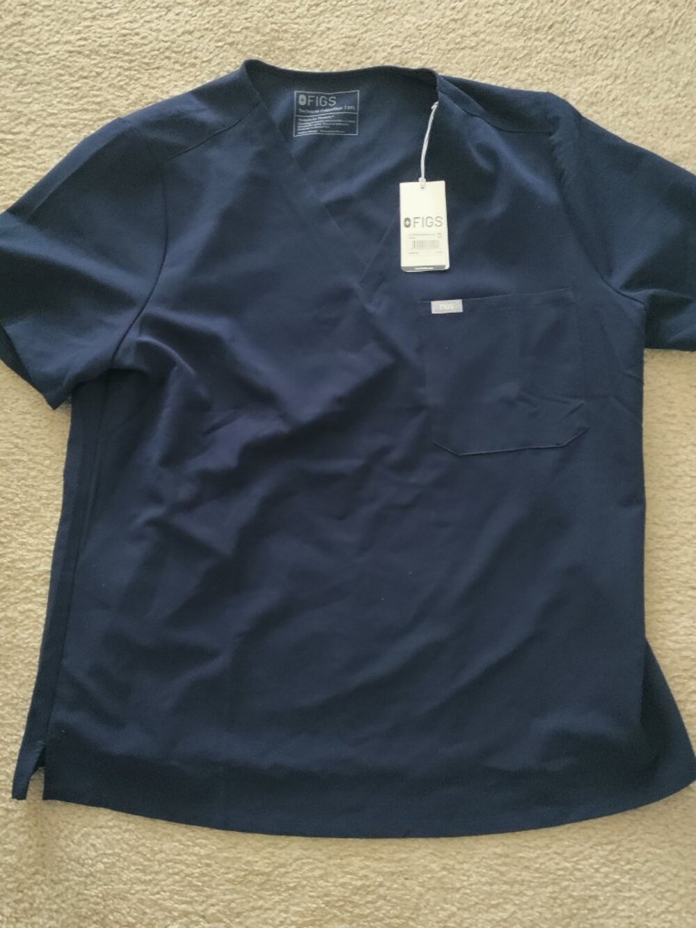 NWT FIGS Catarina One Pocket Scrub Top Women's XXL Blue Healthcare Minimalist